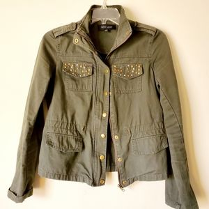 New Look Green Military Jacket with Studs …